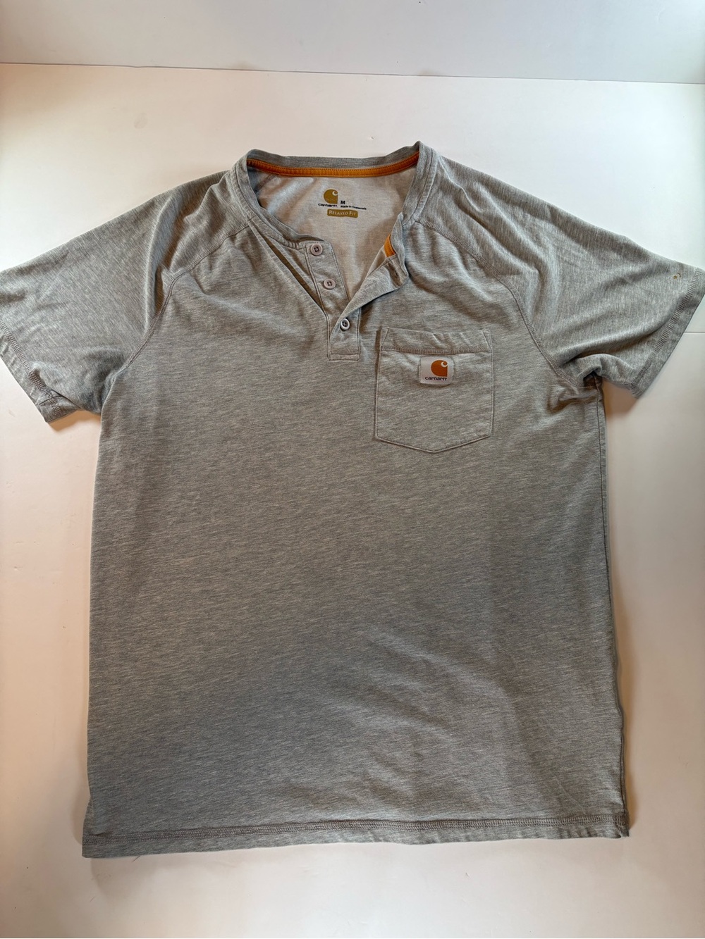 Carhartt Force Men's Medium Relaxed Fit Henley Pocket T-Shirt Heather Gray M